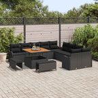 Garten-Sofa-Set 13 pcs Schwarz Poly-Rattan