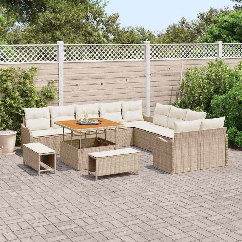 Garten-Sofa-Set 13 pcs Beige Poly-Rattan