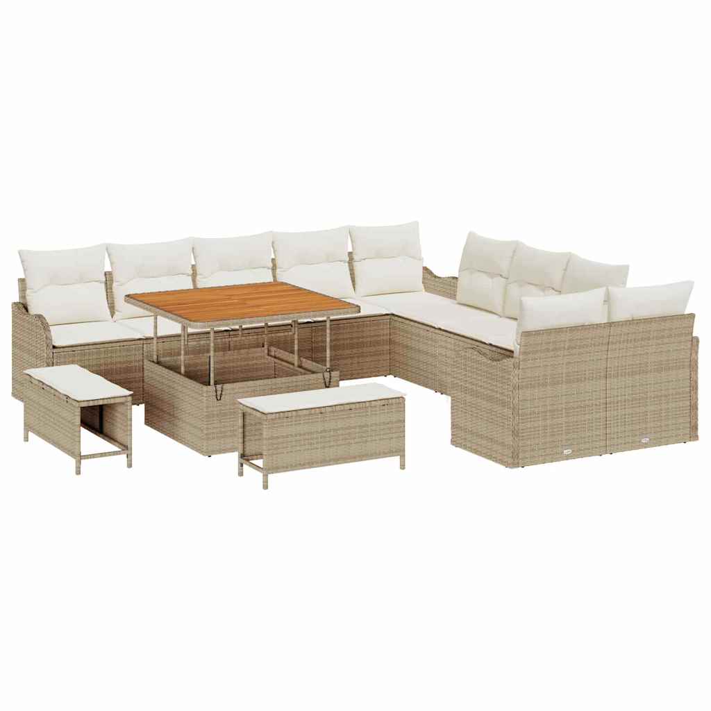 Garten-Sofa-Set 13 pcs Beige Poly-Rattan