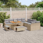 Garten-Sofa-Set mit Kissen 13 pcs Beige Poly-Rattan