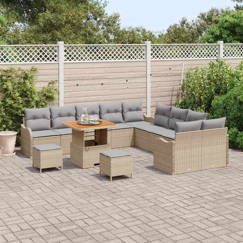 Garten-Sofa-Set 13 pcs Beige Poly-Rattan