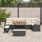 Gartensofa-set mit Kissen 9 pcs Schwarz Poly-Rattan