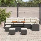 Gartensofa-set mit Kissen 10 pcs Schwarz Poly-Rattan