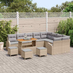 Gartensofa-set mit Kissen 13 pcs Beige Poly-Rattan