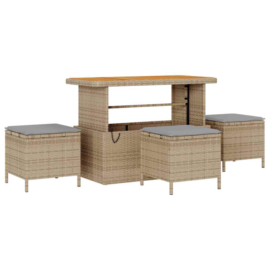 Gartensofa-set mit Kissen 13 pcs Beige Poly-Rattan