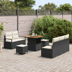 Gartensofa-set mit Kissen 8 pcs Schwarz Poly-Rattan