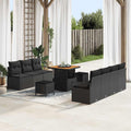 Gartensofa-set mit Kissen 10 pcs Schwarz Poly-Rattan
