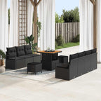 Gartensofa-set mit Kissen 10 pcs Schwarz Poly-Rattan