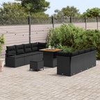 Gartensofa-set mit Kissen 11 pcs Schwarz Poly-Rattan