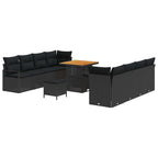 Gartensofa-set mit Kissen 11 pcs Schwarz Poly-Rattan