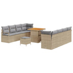 Gartensofa-set mit Kissen 11 pcs Beige Poly-Rattan