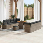 Gartensofa-set mit Kissen 11 pcs Grau Poly-Rattan