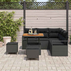 Gartensofa-set mit Kissen 8 pcs Schwarz Poly-Rattan