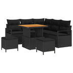 Gartensofa-set mit Kissen 8 pcs Schwarz Poly-Rattan