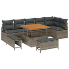 Garten-Sofa-Set mit Kissen 9 pcs Grau Poly Rattan