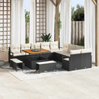 Gartensofa-set mit Kissen 13 pcs Schwarz Poly-Rattan