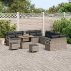 Gartensofa-set mit Kissen 13 pcs Grau Poly-Rattan