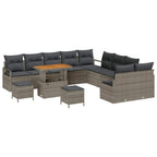 Gartensofa-set mit Kissen 13 pcs Grau Poly-Rattan