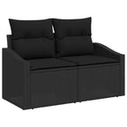 Gartensofa-set mit Kissen 8 pcs Schwarz Poly-Rattan