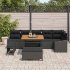 Gartensofa-set mit Kissen 9 pcs Schwarz Poly-Rattan