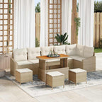 Gartensofa-set mit Kissen 10 pcs Beige Poly-Rattan