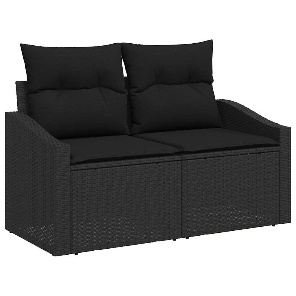 Gartensofa-set mit Kissen 12 pcs Schwarz Poly-Rattan