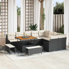 Gartensofa-set mit Kissen 12 pcs Schwarz Poly-Rattan