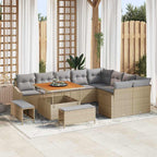 Gartensofa-set mit Kissen 12 pcs Beige Poly-Rattan