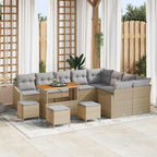 Gartensofa-set mit Kissen 13 pcs Beige Poly-Rattan