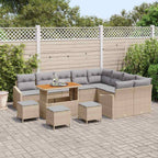 Gartensofa-set mit Kissen 13 pcs Beige Poly-Rattan