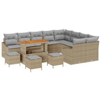 Gartensofa-set mit Kissen 13 pcs Beige Poly-Rattan