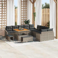 Gartensofa-set mit Kissen 13 pcs Grau Poly-Rattan