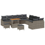 Gartensofa-set mit Kissen 13 pcs Grau Poly-Rattan