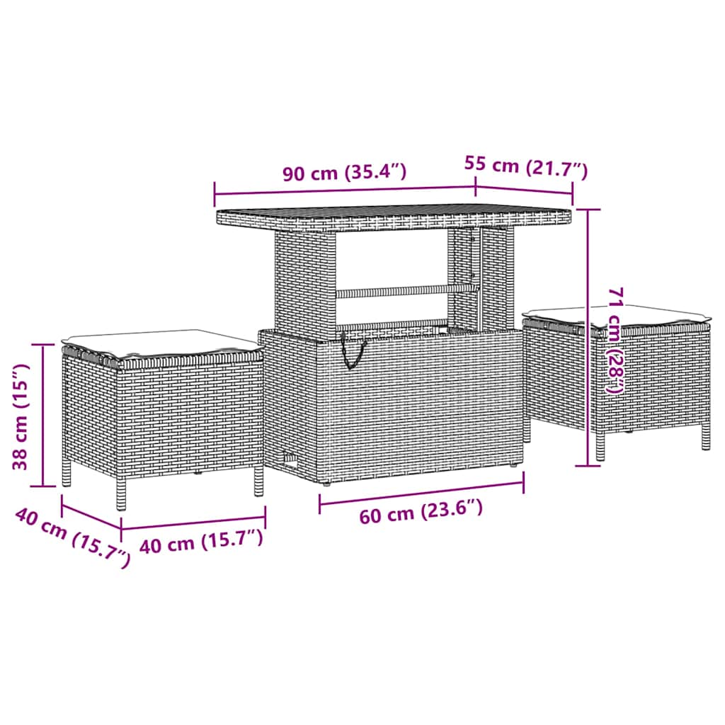 Gartensofa-set mit Kissen 13 pcs Grau Poly-Rattan