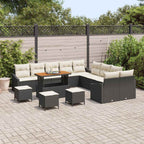Gartensofa-set mit Kissen 14 pcs Schwarz Poly-Rattan
