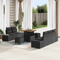 Gartensofa-set mit Kissen 8 pcs Schwarz Poly-Rattan