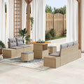 Gartensofa-set mit Kissen 8 pcs Beige Poly-Rattan