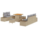 Gartensofa-set mit Kissen 8 pcs Beige Poly-Rattan