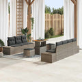 Gartensofa-set mit Kissen 10 pcs Grau Poly-Rattan