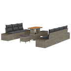 Gartensofa-set mit Kissen 10 pcs Grau Poly-Rattan
