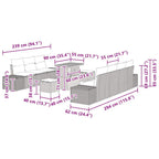 Gartensofa-set mit Kissen 10 pcs Grau Poly-Rattan