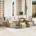 Gartensofa-set mit Kissen 10 pcs Beige Poly-Rattan
