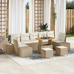 Gartensofa-set mit Kissen 10 pcs Beige Poly-Rattan