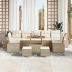 Gartensofa-set mit Kissen 10 pcs Beige Poly-Rattan