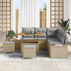 Gartensofa-set mit Kissen 8 pcs Beige Poly-Rattan