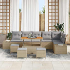 Gartensofa-set mit Kissen 10 pcs Beige Poly-Rattan