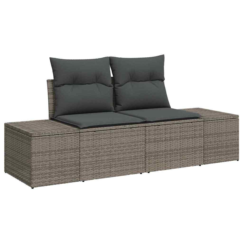 Gartensofa-set mit Kissen 12 pcs Grau Poly-Rattan