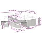 Gartensofa-set mit Kissen 12 pcs Grau Poly-Rattan