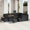 Gartensofa-set mit Kissen 12 pcs Schwarz Poly-Rattan