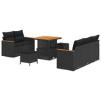 Gartensofa-set 8 pcs Schwarz Poly-Rattan